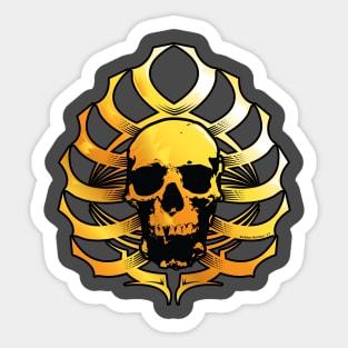 Skull-Ribcage Tribal  (GOLD) Sticker